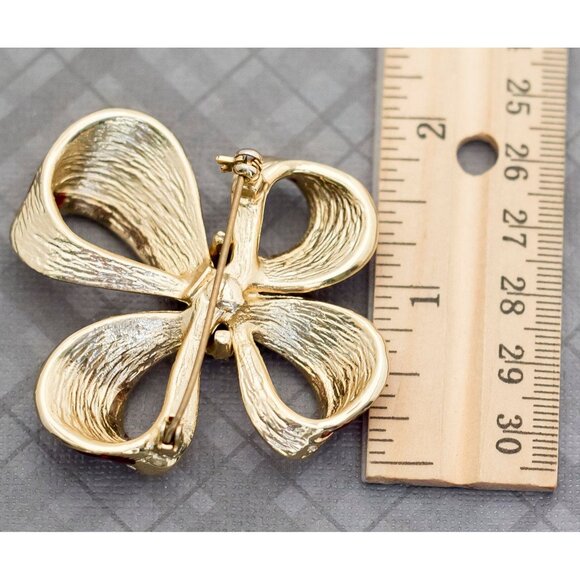 Vintage Mid Century Red Bow Brooch G15 - Picture 2 of 2